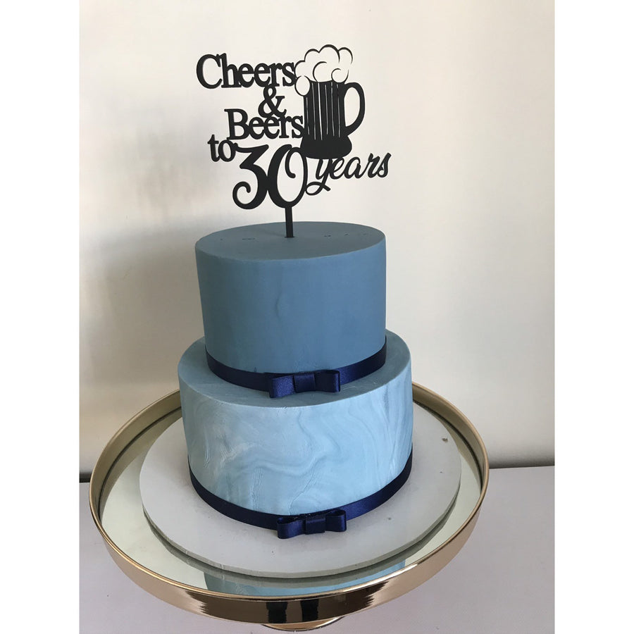 Cheers and Beers to 30 years Cake Topper - Aston Blue