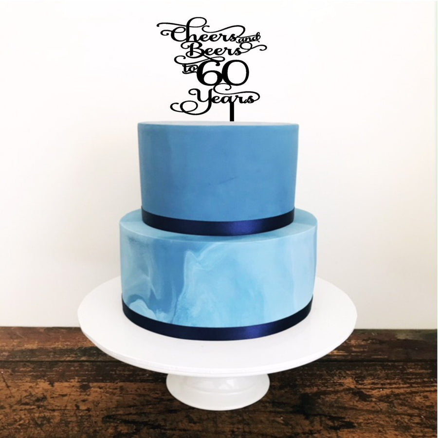 Cheers and Beers to 50 years Cake Topper - Aston Blue