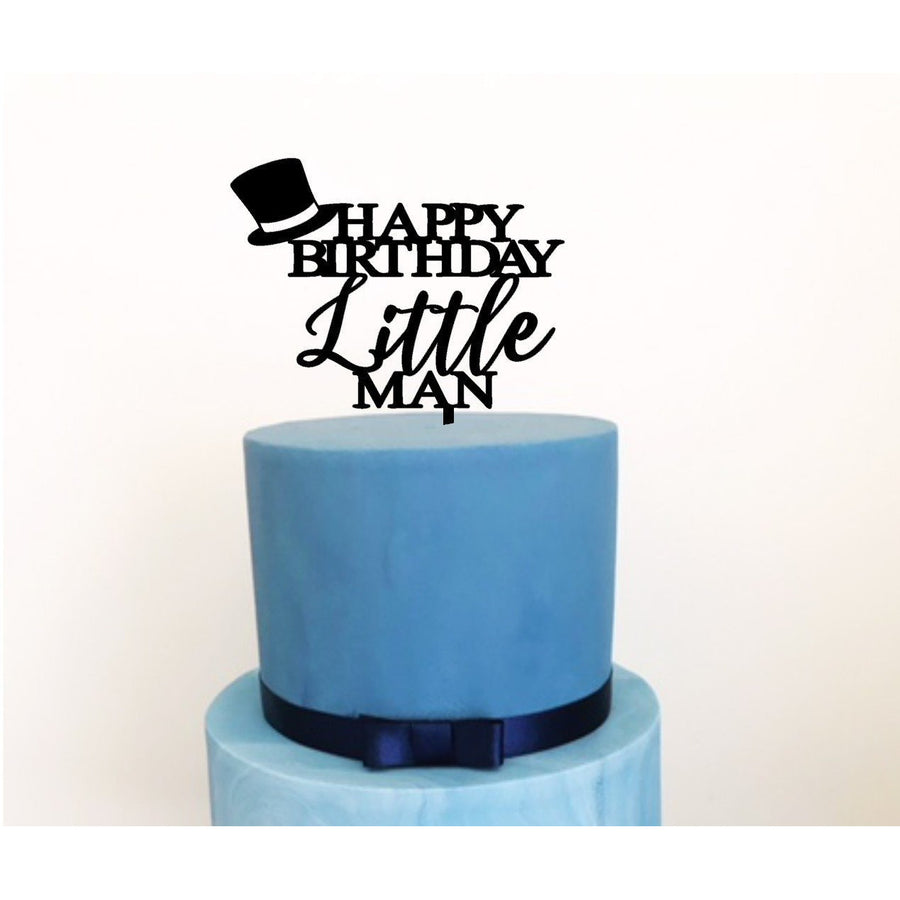 Little Man Acrylic Cake Topper - Aston Blue