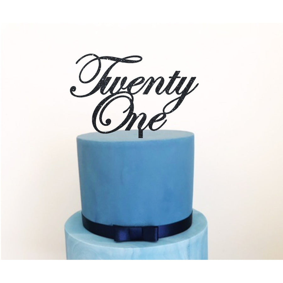 Twenty One Acrylic Cake Topper - Aston Blue