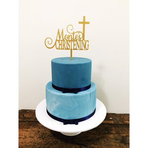 Custom Acrylic Christening Cake Topper - Aston Blue