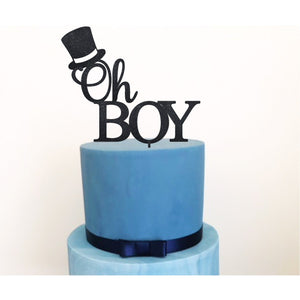 Oh Boy Acrylic Cake Topper - Aston Blue