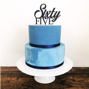 Sixty Five Acrylic Cake Topper - Aston Blue