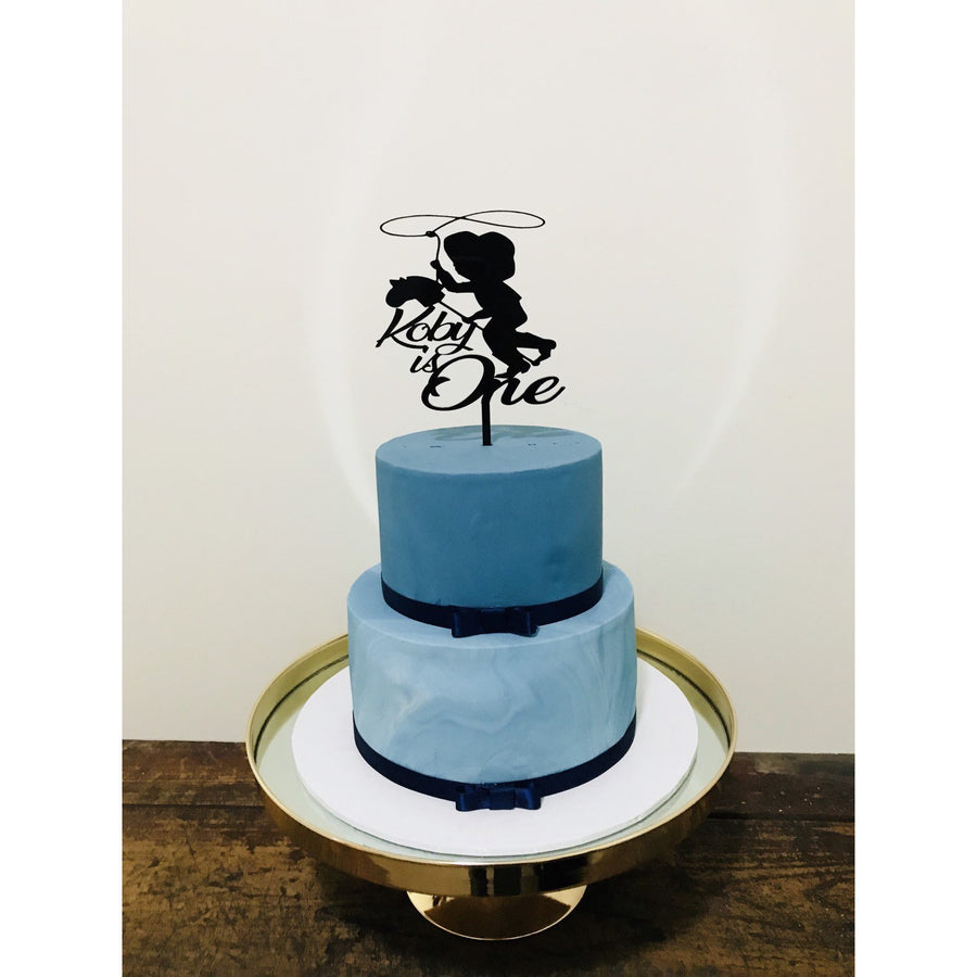 Little Cowboy Acrylic Cake Topper - Aston Blue
