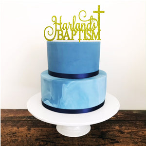 Custom Baptism Acrylic Cake Topper - Aston Blue