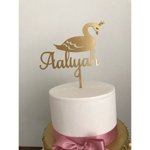 Personalised Swan Acrylic Cake Topper - Aston Blue