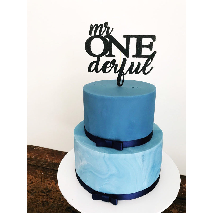 Mr One derful  Cake Topper - Aston Blue