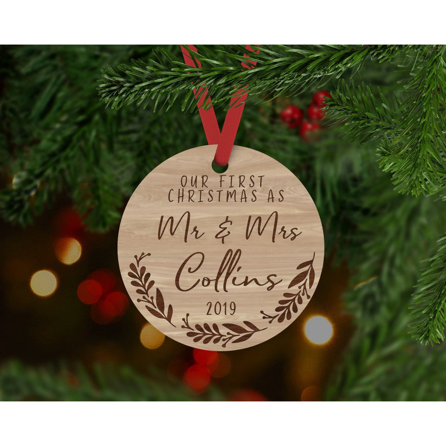 Our First Christmas as Mr and Mrs Ornament - Aston Blue