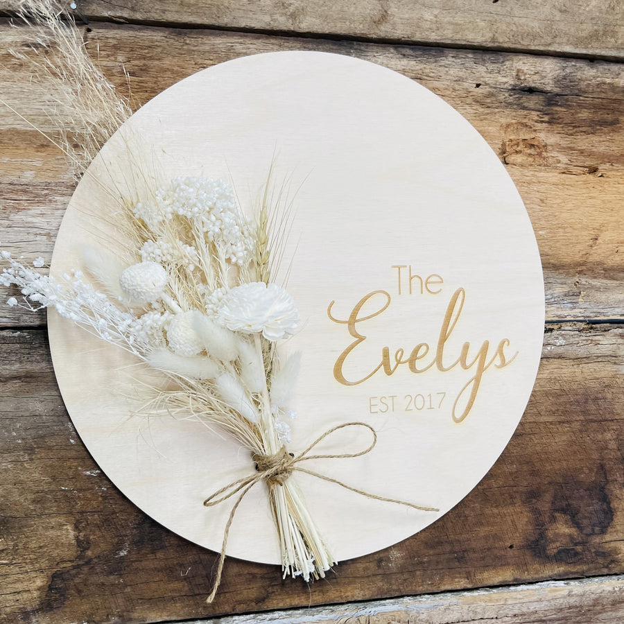 Family Sign with Dried Flowers