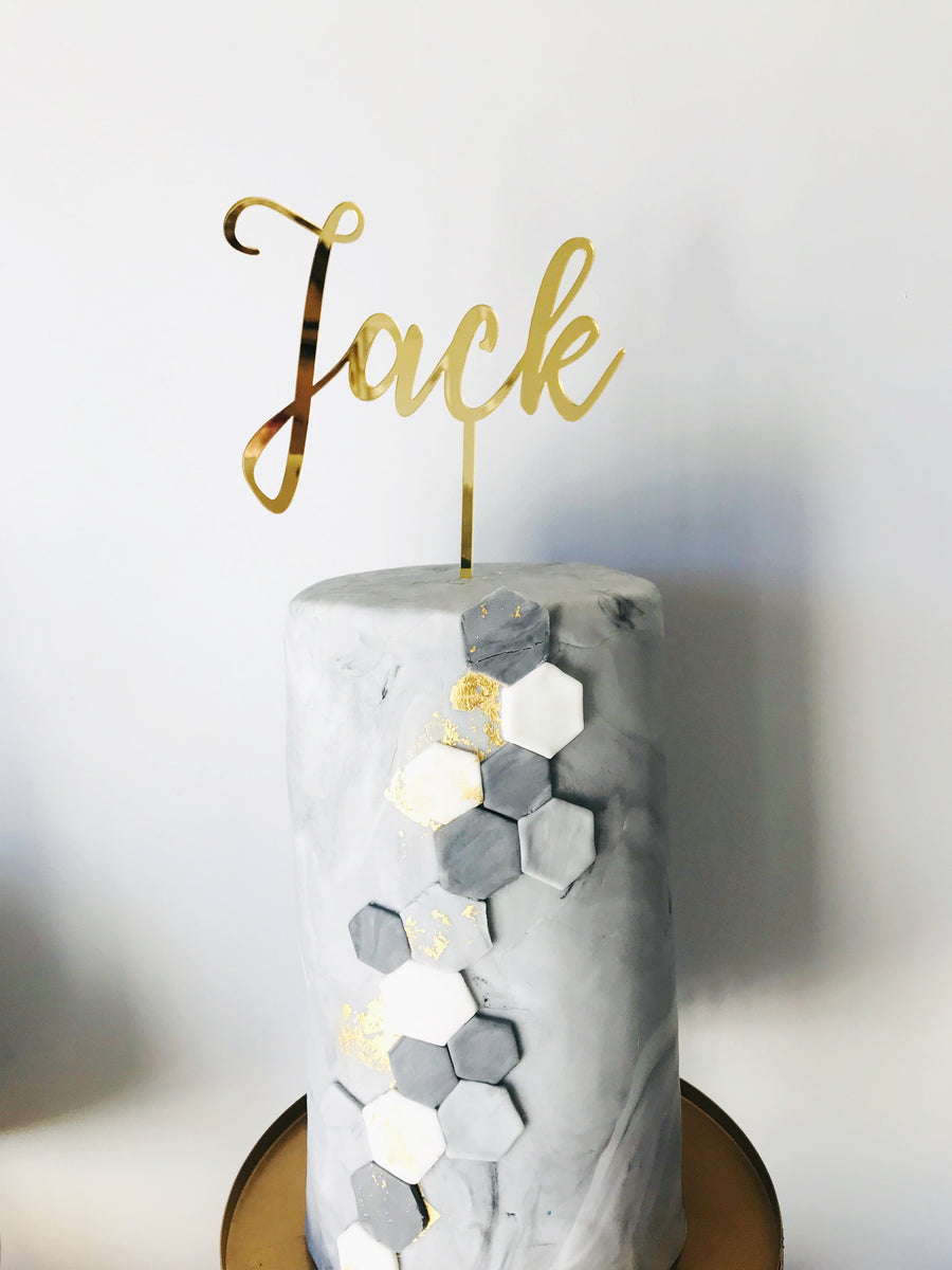 Custom Acrylic Cake Topper - Aston Blue