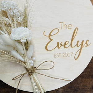 Family Sign with Dried Flowers