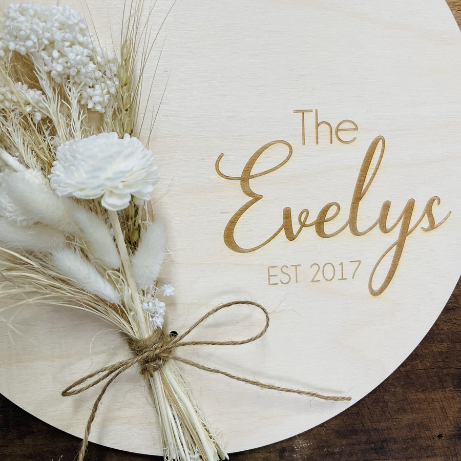 Family Sign with Dried Flowers
