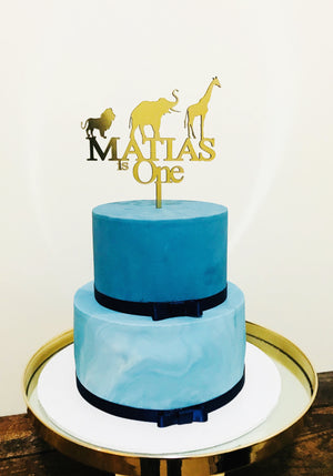 Custom Safari Animal Acrylic Cake Topper - Aston Blue