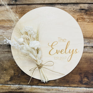 Family Sign with Dried Flowers