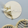 Name Sign with White Dried Flowers