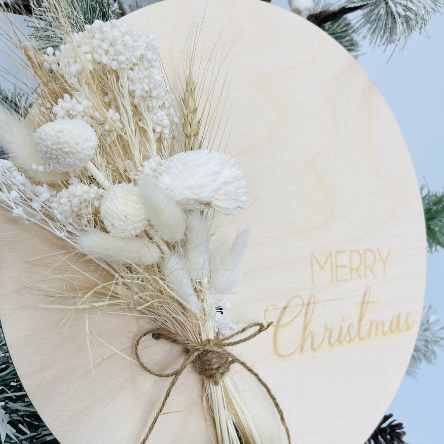 Christmas Sign with Dried Flowers