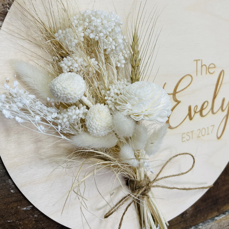 Family Sign with Dried Flowers