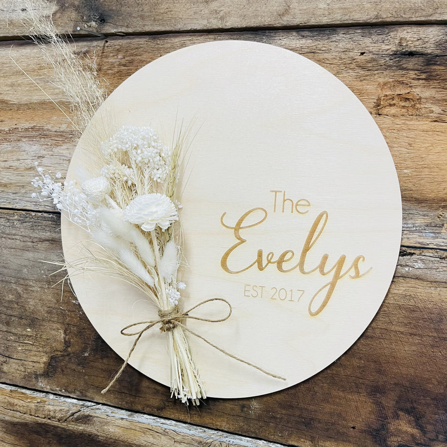 Family Sign with Dried Flowers