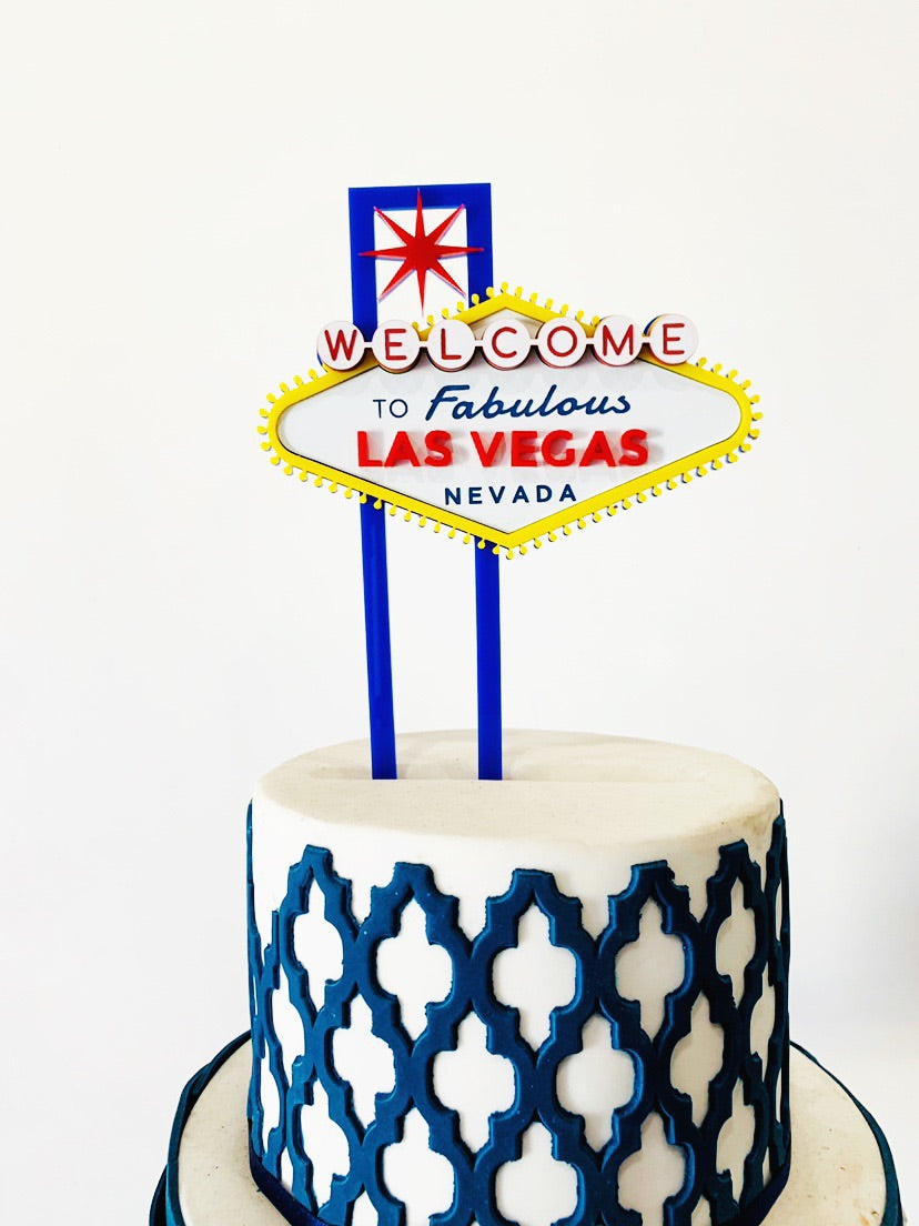 Las Vegas Sign Cake Topper - Aston Blue