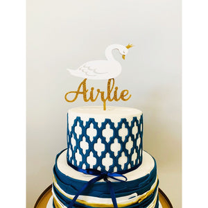 Personalised Swan Acrylic Cake Topper - Aston Blue