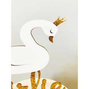 Personalised Swan Acrylic Cake Topper - Aston Blue